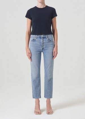 Jeans Agolde Riley High Rise Directo Crop (Stretch) Mujer Hassle | TWEQUZI-01