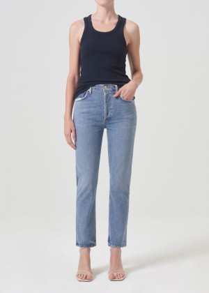 Jeans Agolde Riley Long High Rise Directo (Stretch) Mujer Quiver | VHRTQEU-92