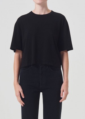 Tops Agolde Anya Tee Mujer Negras | UXVEDSF-09