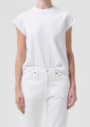 Tops Agolde Bryce Tee Mujer Blancas | WUXNBFS-90