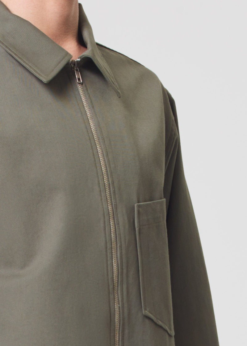 Camisa Agolde Atlas Zip Hombre Moss | FQBSTZN-18