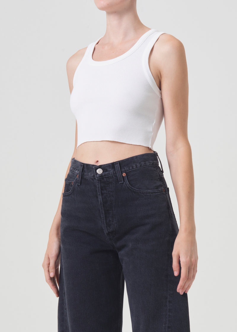 Camiseta Tirantes Agolde Cropped Poppy Mujer Blancas | TSQWJDO-40