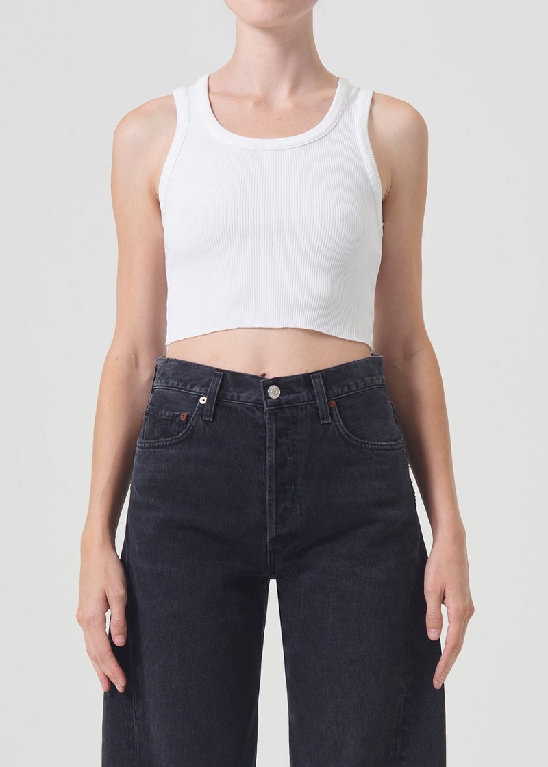 Camiseta Tirantes Agolde Cropped Poppy Mujer Blancas | TSQWJDO-40