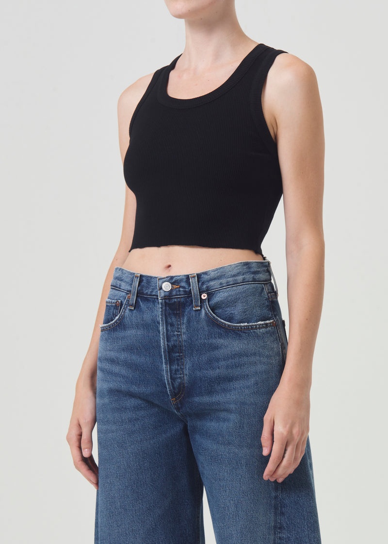 Camiseta Tirantes Agolde Cropped Poppy Mujer Negras | HTEXWFJ-91