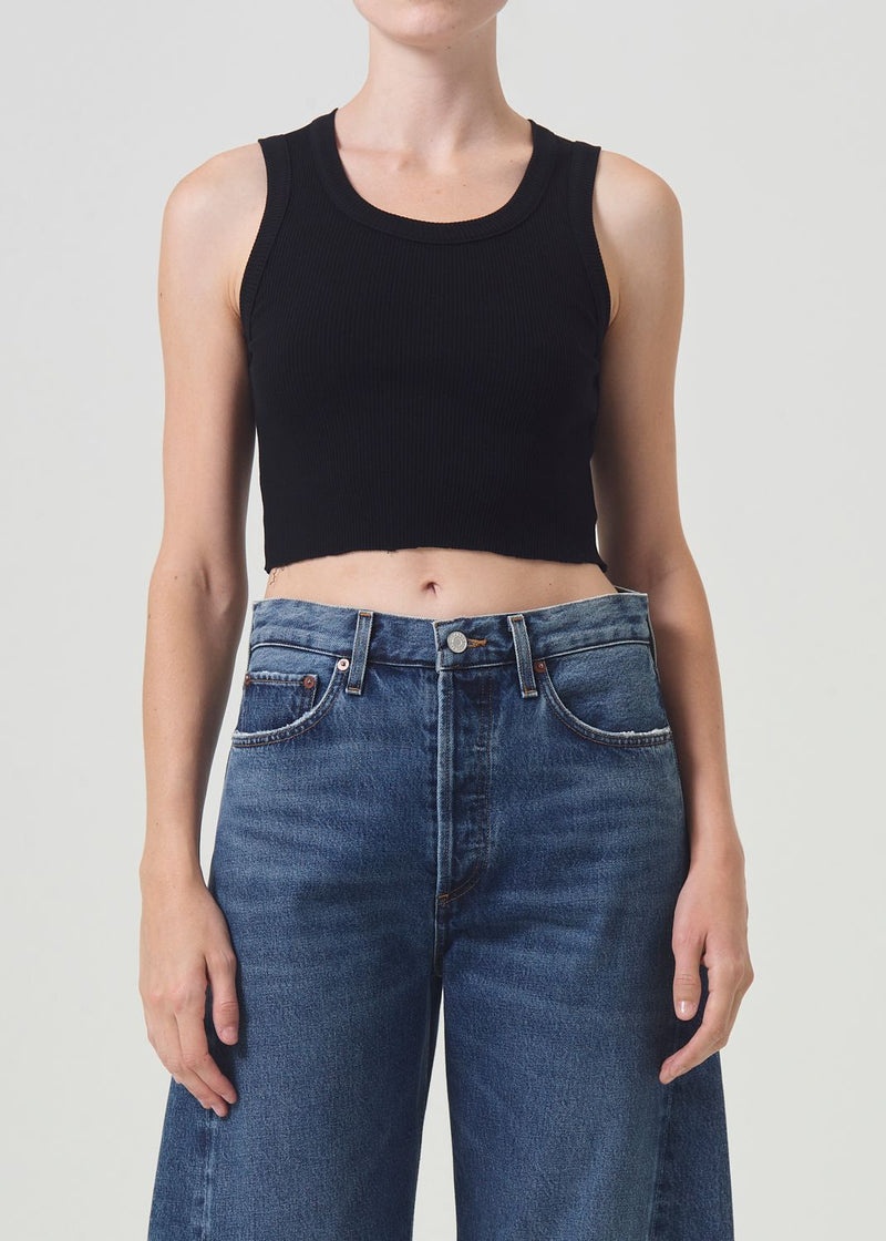 Camiseta Tirantes Agolde Cropped Poppy Mujer Negras | HTEXWFJ-91