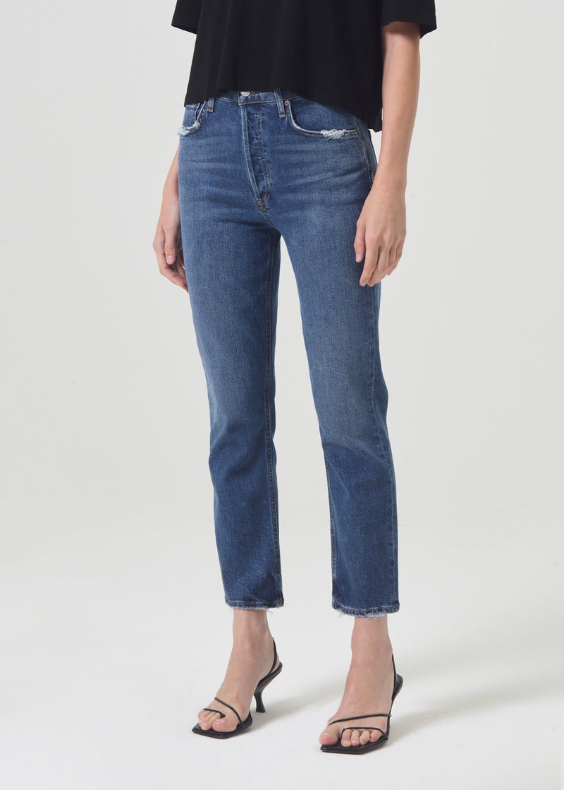 Jeans Agolde Riley High Rise Directo Crop (Stretch) Mujer Pose | NCFZIQA-39