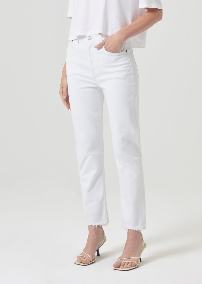 Jeans Agolde Riley High Rise Directo Crop (Stretch) Mujer Creme | PYVZOID-37