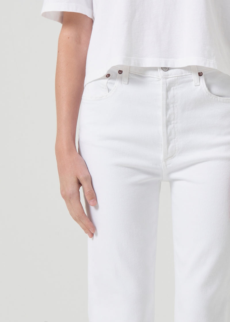 Jeans Agolde Riley High Rise Directo Crop (Stretch) Mujer Creme | PYVZOID-37