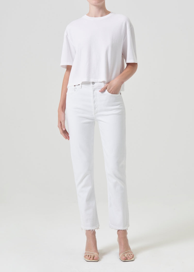 Jeans Agolde Riley High Rise Directo Crop (Stretch) Mujer Creme | PYVZOID-37