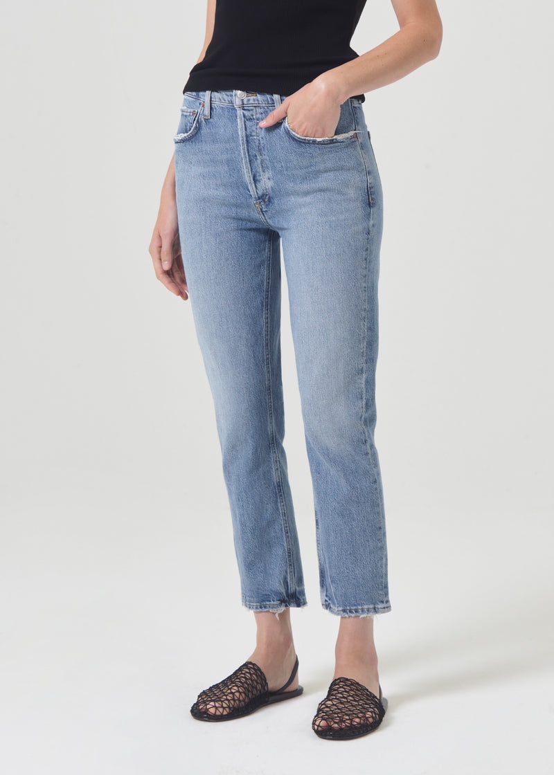 Jeans Agolde Riley High Rise Directo Crop Mujer Quiver | GSYZOVK-07