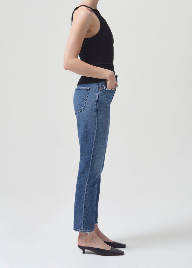 Jeans Agolde Riley Long High Rise Directo (Stretch) Mujer Moor | VLHGZPR-08