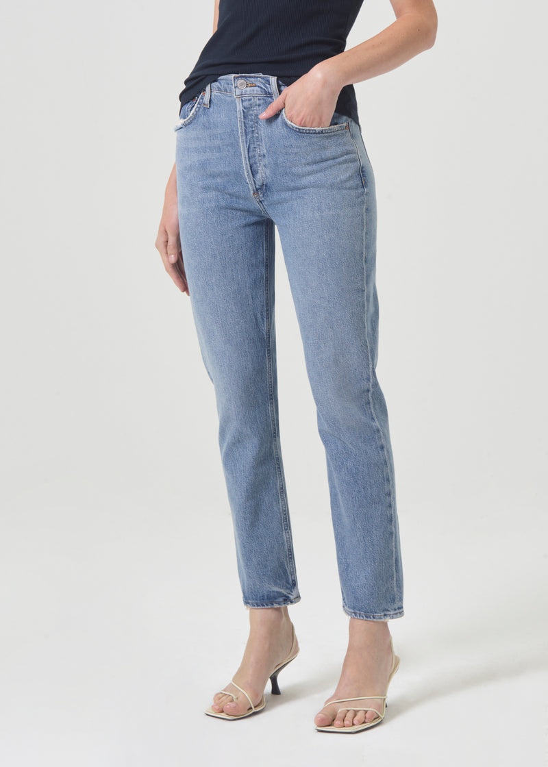 Jeans Agolde Riley Long High Rise Directo (Stretch) Mujer Quiver | VHRTQEU-92