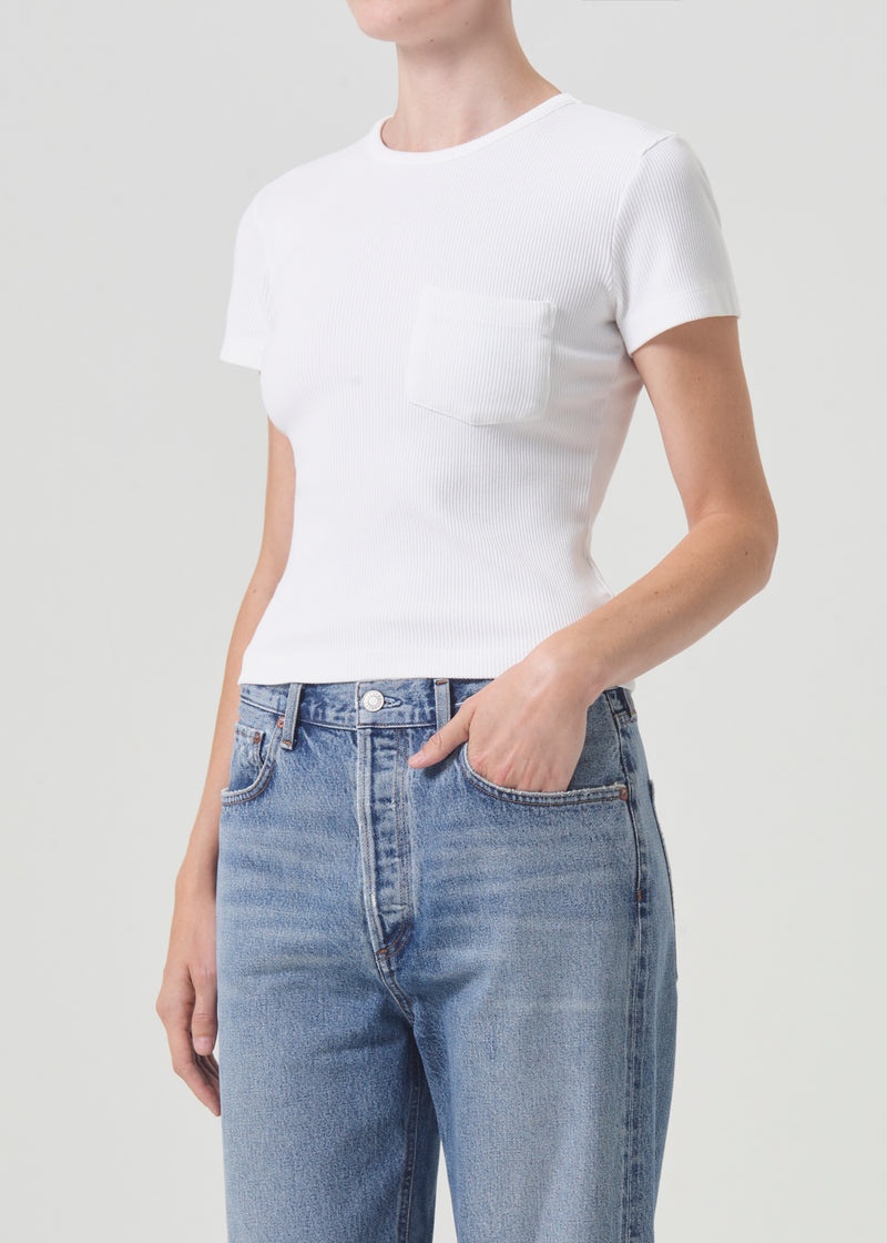 Tops Agolde Arlo Rib Tee Mujer Blancas | LZGFYXH-38