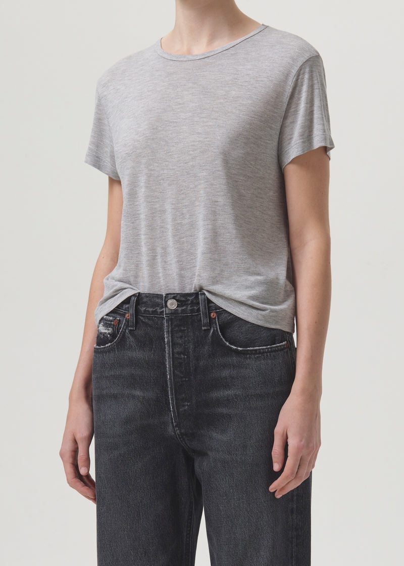 Tops Agolde Drew Tee Mujer Gris | UFBGHPR-21