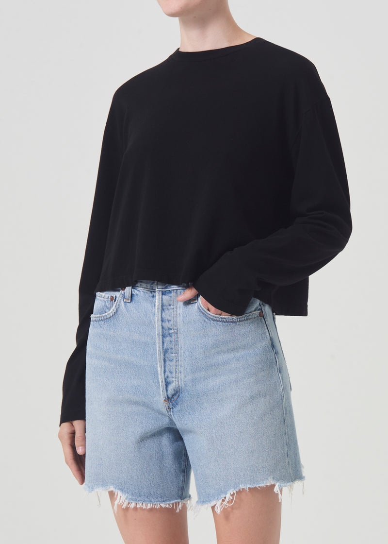 Tops Agolde Mason Crop Tee Mujer Negras | EHNSLGD-23